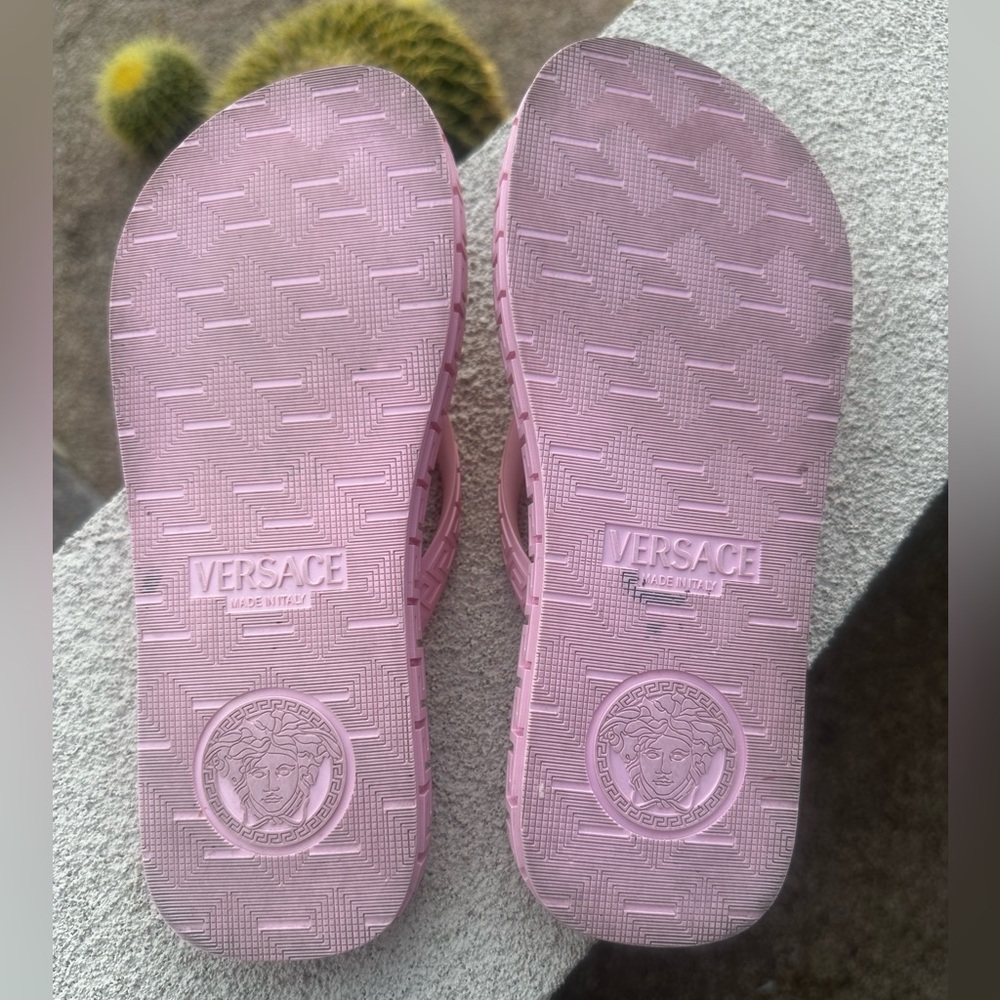 Versace Pink Rubber Flip Flop Sandals - Picture 7 of 7